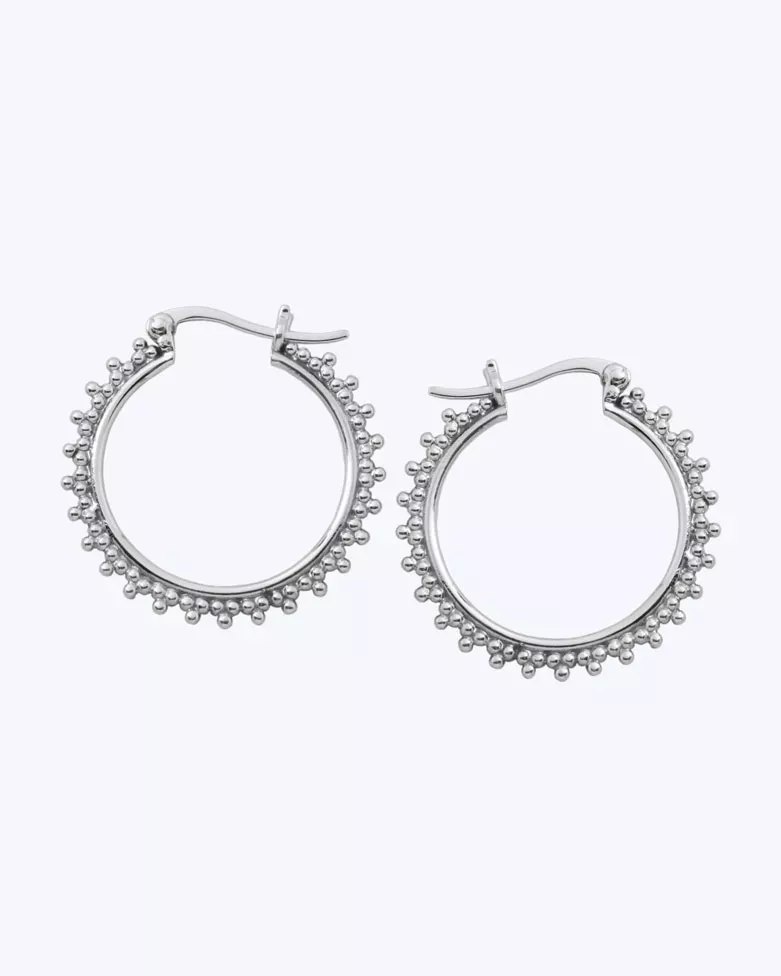 LULU Hoops | Women's Medium Hoop Earrings with Beaded Decorations - Moon