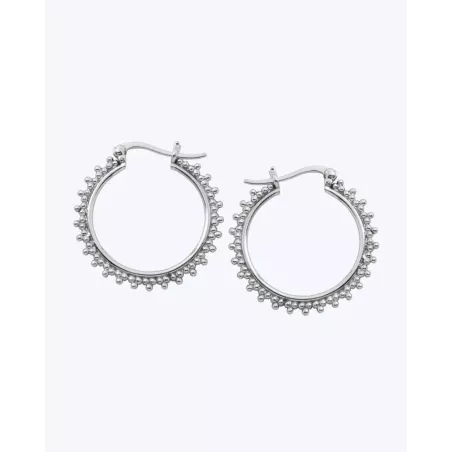 LULU Hoops | Women's Medium Hoop Earrings with Beaded Decorations - Moon