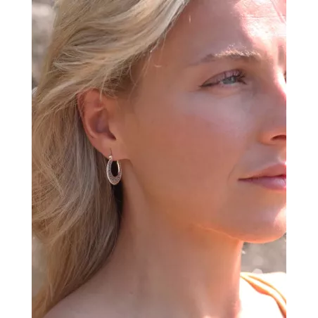 Pendientes SEKO | Redondos boho de plata de ley con textura - moon
