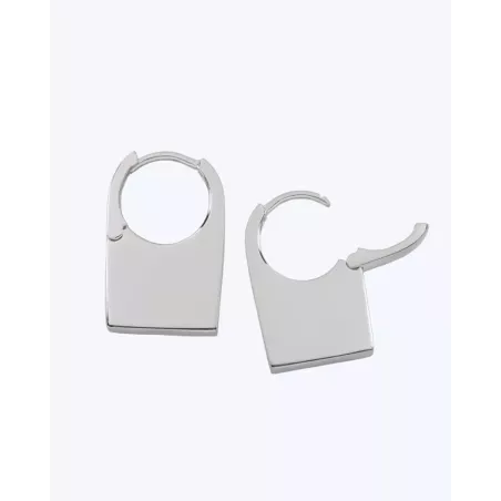 YARA Earrings | Modern Sterling Silver Straight Hoop Earrings - Moon