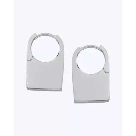 YARA Earrings | Modern Sterling Silver Straight Hoop Earrings - Moon
