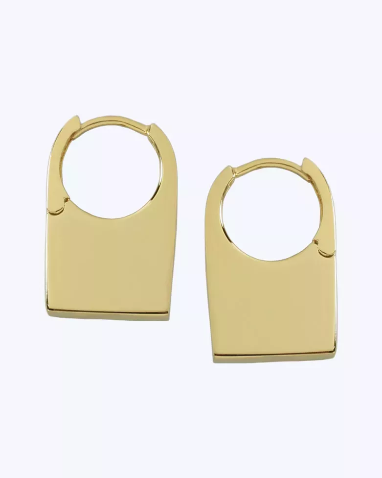 YARA Gold Earrings | Modern gold with a smooth rectangular design - moon