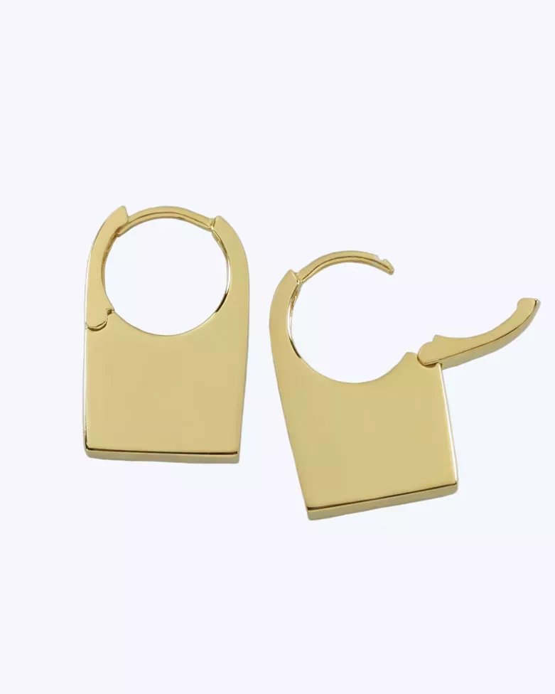 YARA Gold Earrings | Modern gold with a smooth rectangular design - moon
