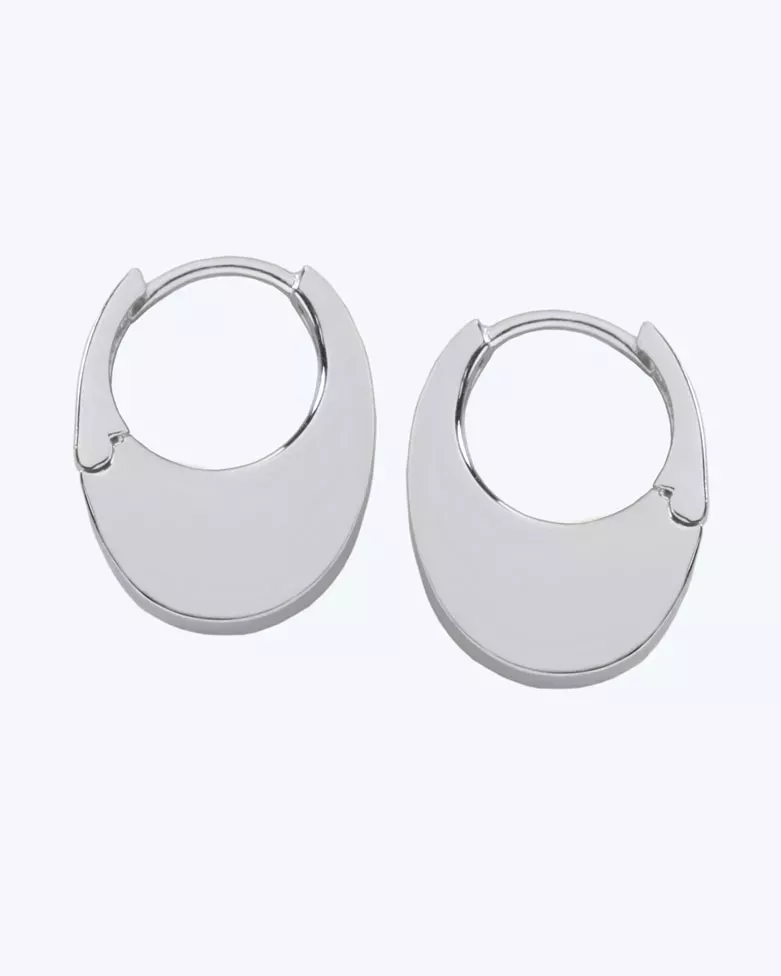 SORA Earrings | Small, minimalist sterling silver hoops - moon