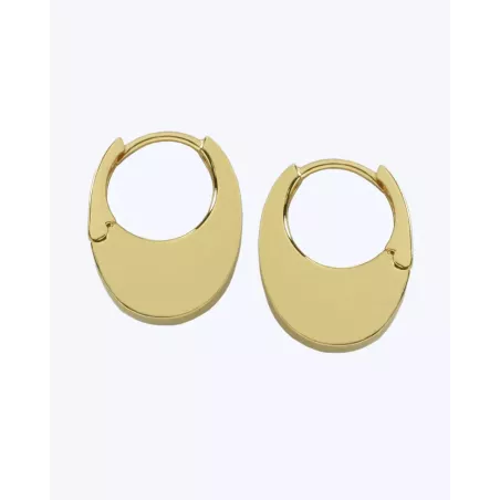 SORA Gold Earrings | Medium Hoop Earrings with Hidden Clasp - Moon