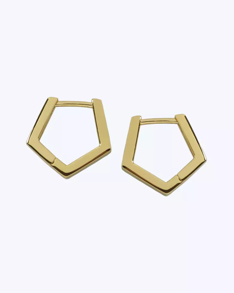 LIRI Gold Earrings | Gold Hoops with Geometric Shape - Moon