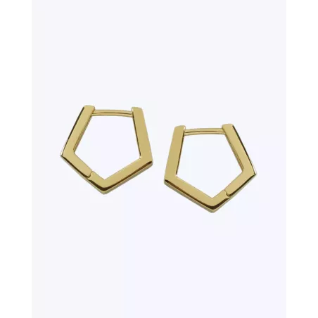 LIRI Gold Earrings | Gold Hoops with Geometric Shape - Moon