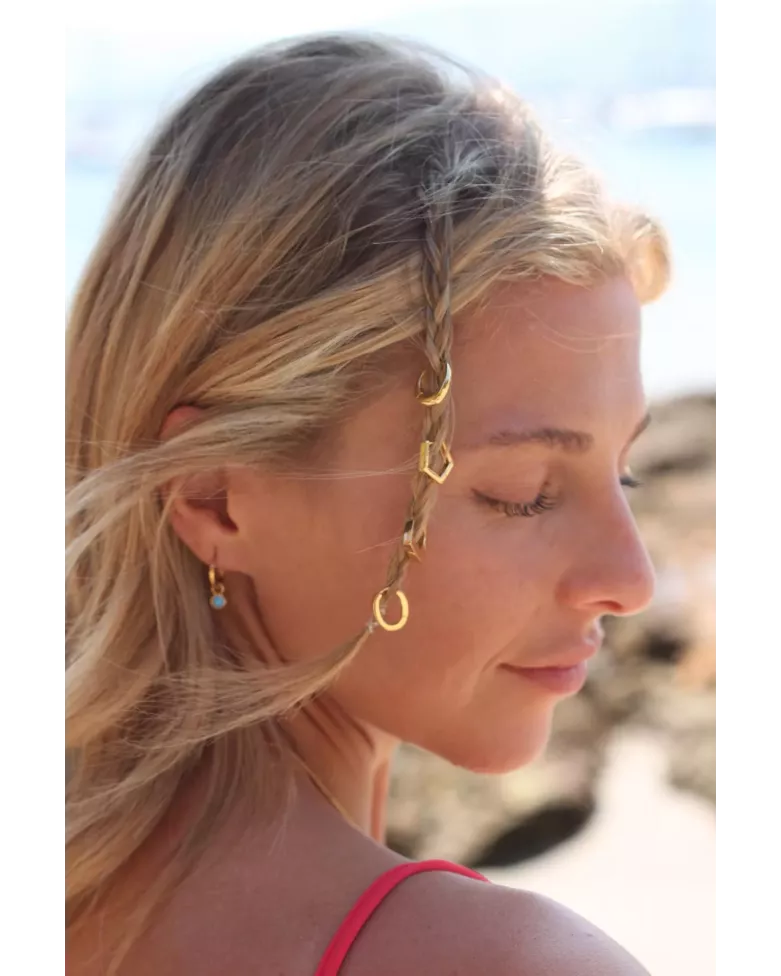 LIRI Gold Earrings | Gold Hoops with Geometric Shape - Moon