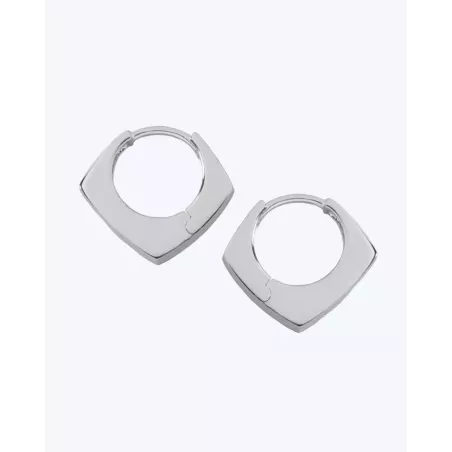 RUMI Earrings | Triangular Silver Hoops with a Curved Design - moon