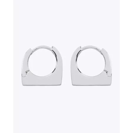 KEVA Earrings | Rectangular 925 Silver Hoops - Moon