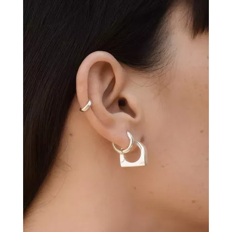 KEVA Earrings | Rectangular 925 Silver Hoops - Moon