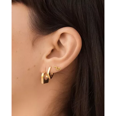 KEVA Gold Earrings | Rectangular Gold-Plated Hoops - Moon