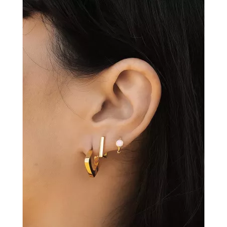 Pendientes RUMI Oro | Aros dorados triangulares curvos - moon