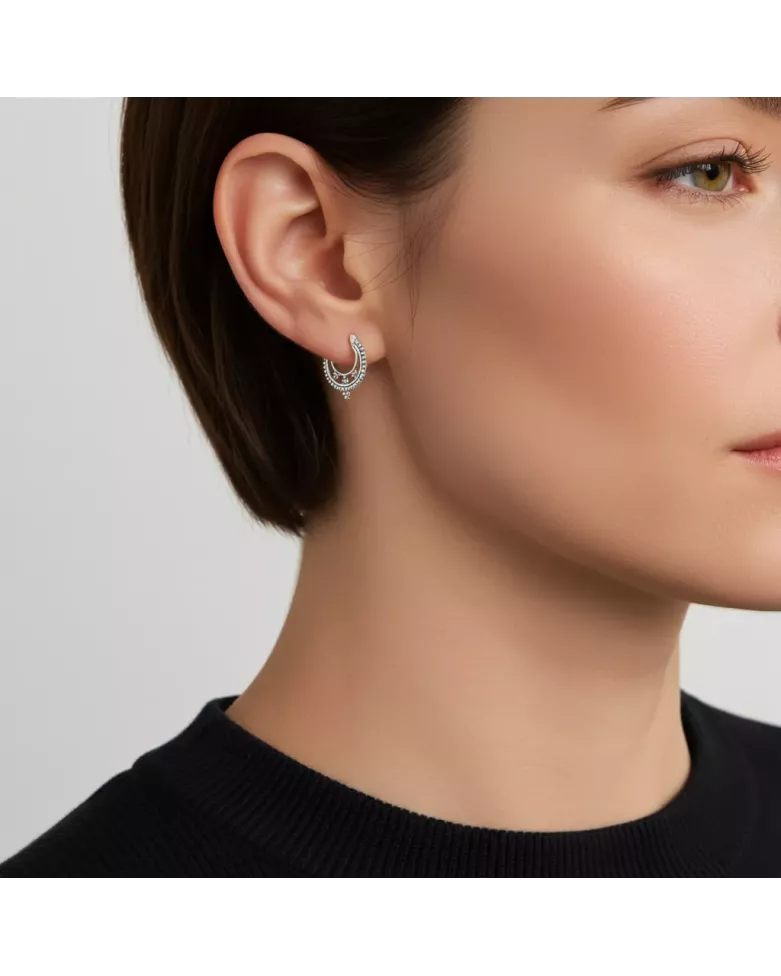 NINA Earrings | Small Boho-Style Hoops - Moon