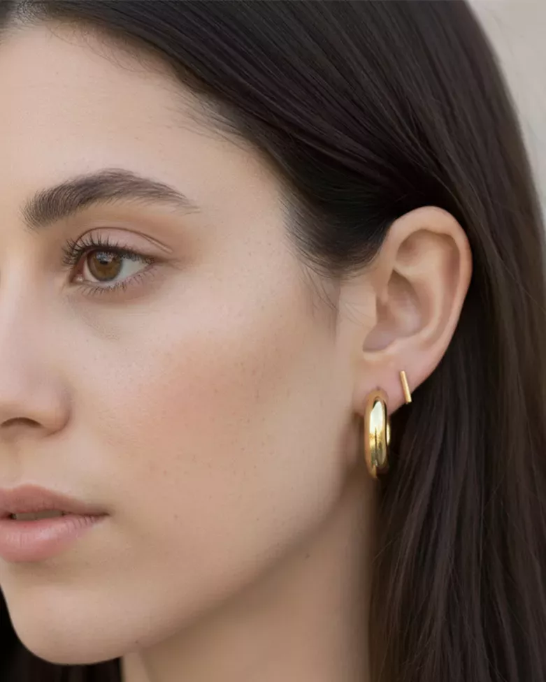 KAILA Maxi Gold Hoops | Wide gold thick hoop earring - moon