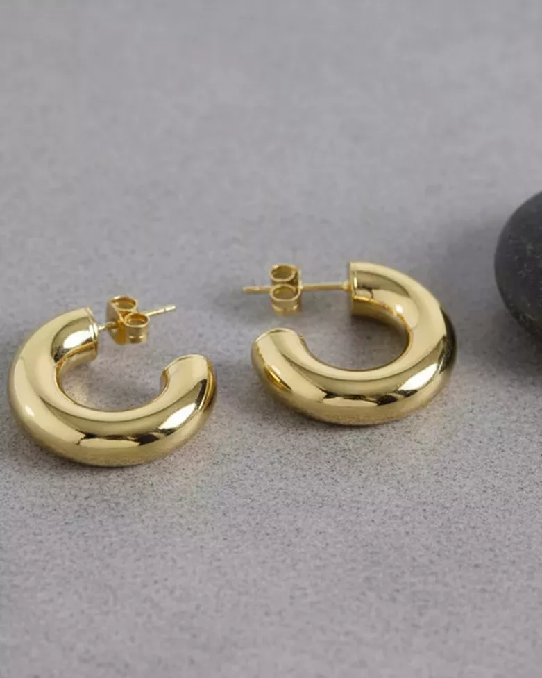KAILA Maxi Gold Hoops | Wide gold thick hoop earring - moon