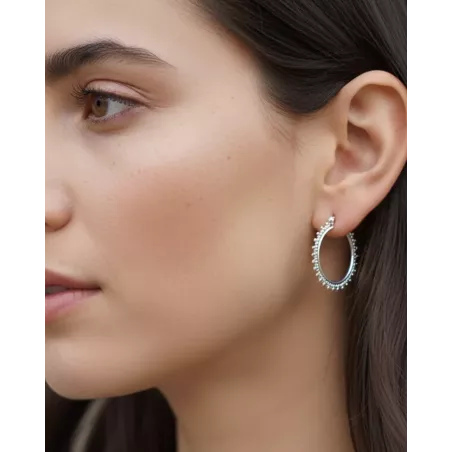 Aros LULU | Pendientes Mujer Aro Mediano Adornos Bolitas - moon