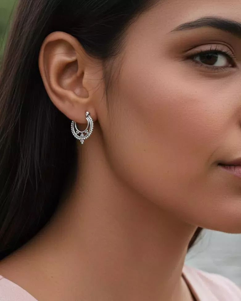 NINA Earrings | Small Boho-Style Hoops - Moon
