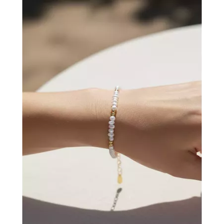 Pulsera CHAKRA PERLAS oro | Plata de Ley dorada con Perlas - moon