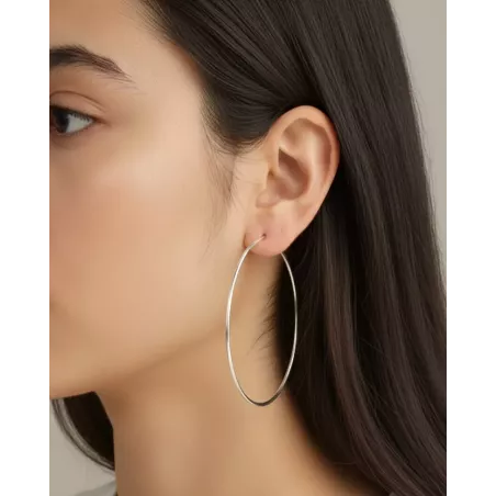FAIDA XXL Hoops | Women's Maxi 925 Silver Hoop Earrings - Moon