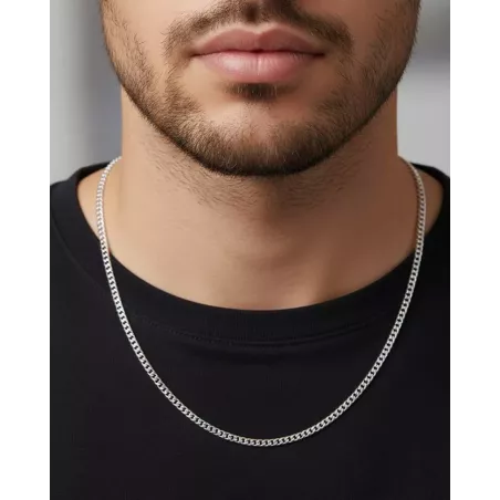 Collar CUBA | Cadena para hombre con eslabón en plata - moon