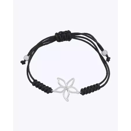 BUNGA Bracelet | Adjustable Silver Macramé Thread Bracelet with Flower - Moon