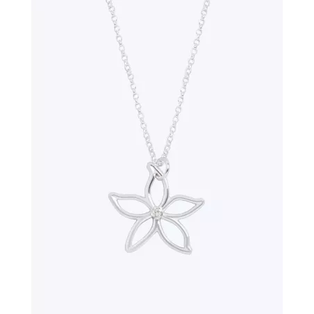 BUNGA Necklace | Sterling Silver with Flower Pendant and Thin Chain - Moon