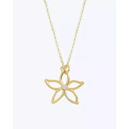 BUNGA Gold Necklace | Gold-plated sterling silver with a flower and moon pendant