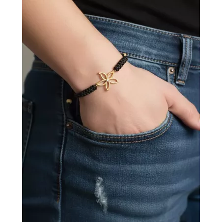 Pulsera BUNGA oro | Pulsera Hilo Macramé Plata de Ley Baño Oro - moon