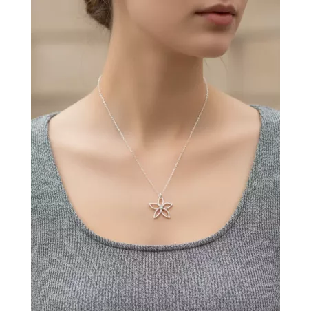 Collar BUNGA | Plata de ley con colgante flor cadena fina - moon
