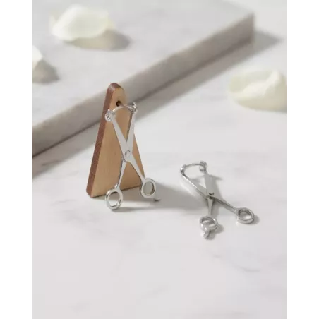 MAKAS maxi earrings | silver scissor-shaped earrings - moon