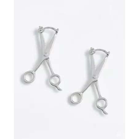 MAKAS maxi earrings | silver scissor-shaped earrings - moon