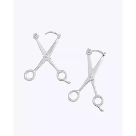 MAKAS maxi earrings | silver scissor-shaped earrings - moon