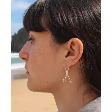 MAKAS maxi earrings | silver scissor-shaped earrings - moon