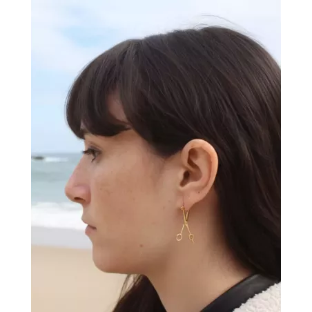 Pendientes MAKAS ORO | Forma de Tijera en Plata Dorada | moon
