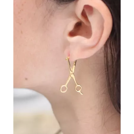 MAKAS GOLD Earrings | Scissor Shape in Gold-Plated Silver - moon