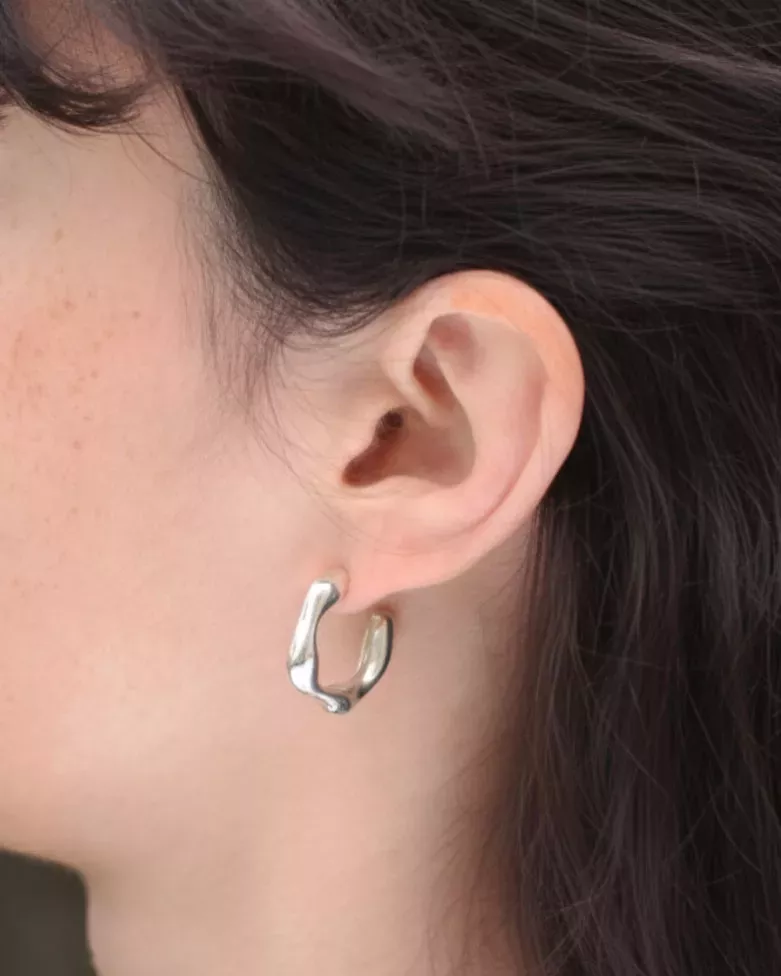 Pendientes KALAYO | Aro irregular en plata de ley 925 - moon