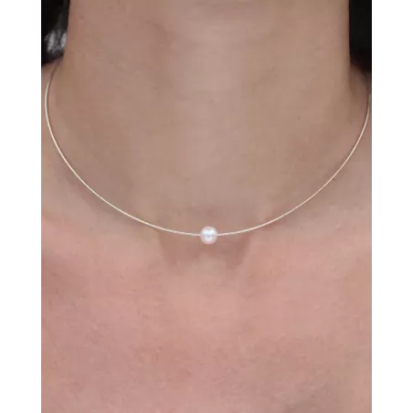 Collar KOSALA | Collar Choker Rígido Perla Ajustado - moon