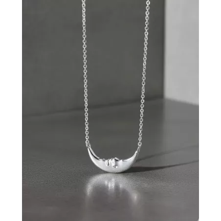 ELYRA Necklace | 925 Sterling Silver Half Moon and Face Necklace | moon