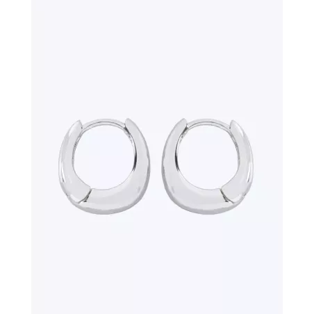 ZUMA Earrings |Silver Chunky Oval Huggies - moon