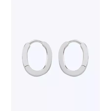 ELVA 925 Sterling Silver Earrings | Minimalist Oval Hoops