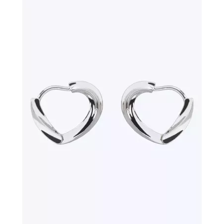 ALIA Silver Heart Earrings | 925 Sterling Silver Chunky Hoops