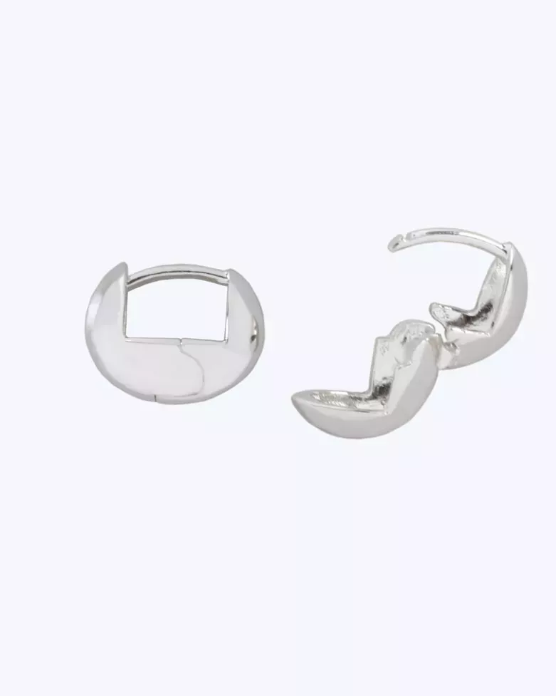 SANA Silver Huggies | Domed Chunky Small Hoops