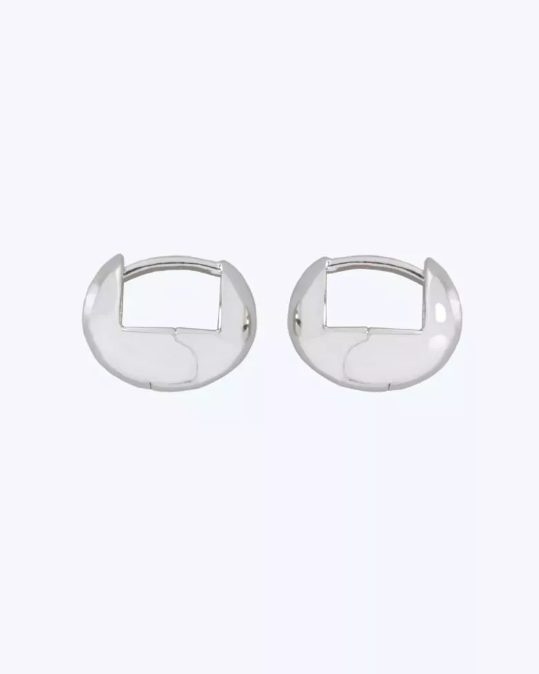 SANA Silver Huggies | Domed Chunky Small Hoops