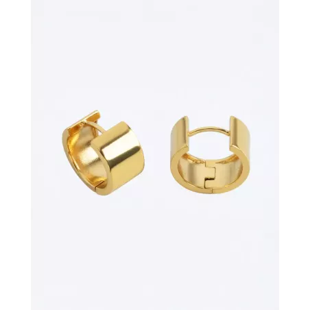 SIRA 18k Gold Huggies | Wide Band 925 Sterling Silver Earrings