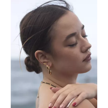 ZUMA 18k Gold Plated Hoops | Chunky Oval Earrings - moon