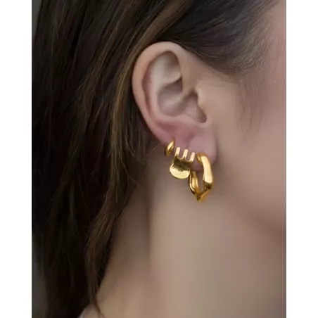 Pendientes SANA Oro | Aros Huggie Abombados - moon