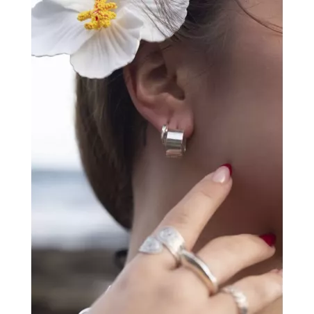 Pendientes SIRA Plata | Aros Anchos Planos - moon