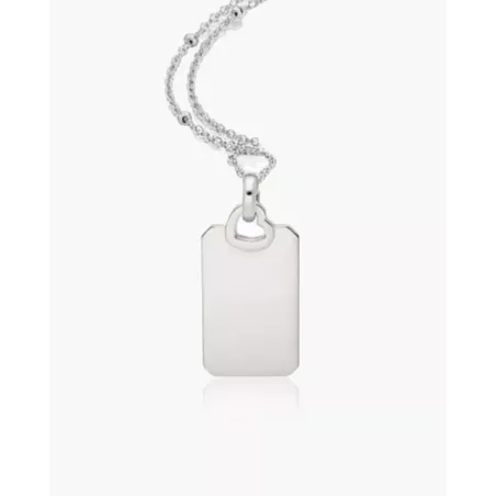 Collar de Plata de Ley medalla con Chapa Rectangular y Corazón - moon