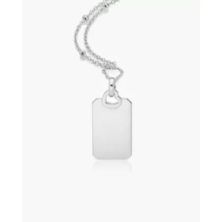 Sterling Silver Necklace with Rectangular Heart Pendant - moon
